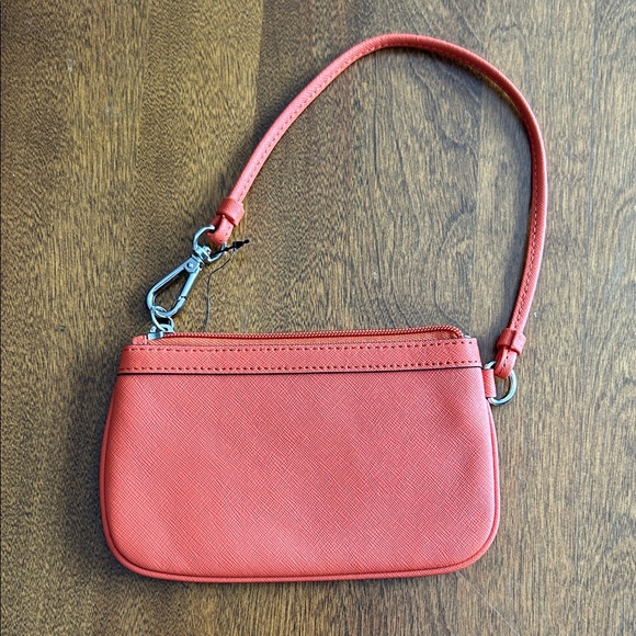 DKNY Vibrant Orange Leather Wristlet - Picture 3 of 4